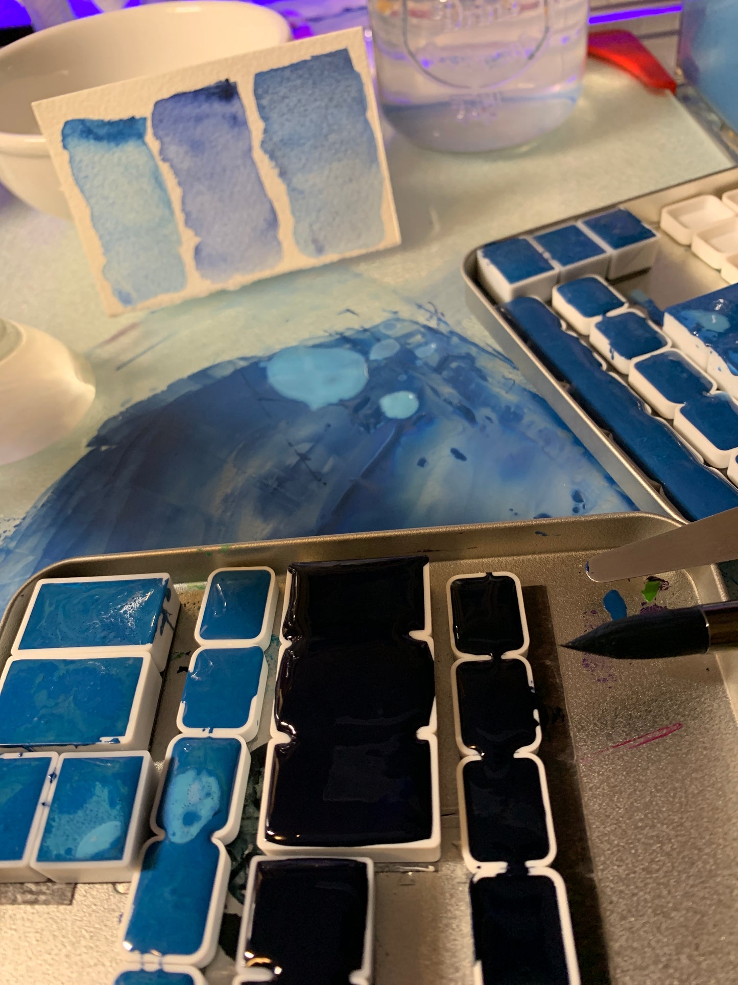 Blue Flower Handmade Watercolor Trio - Limited Edition Set