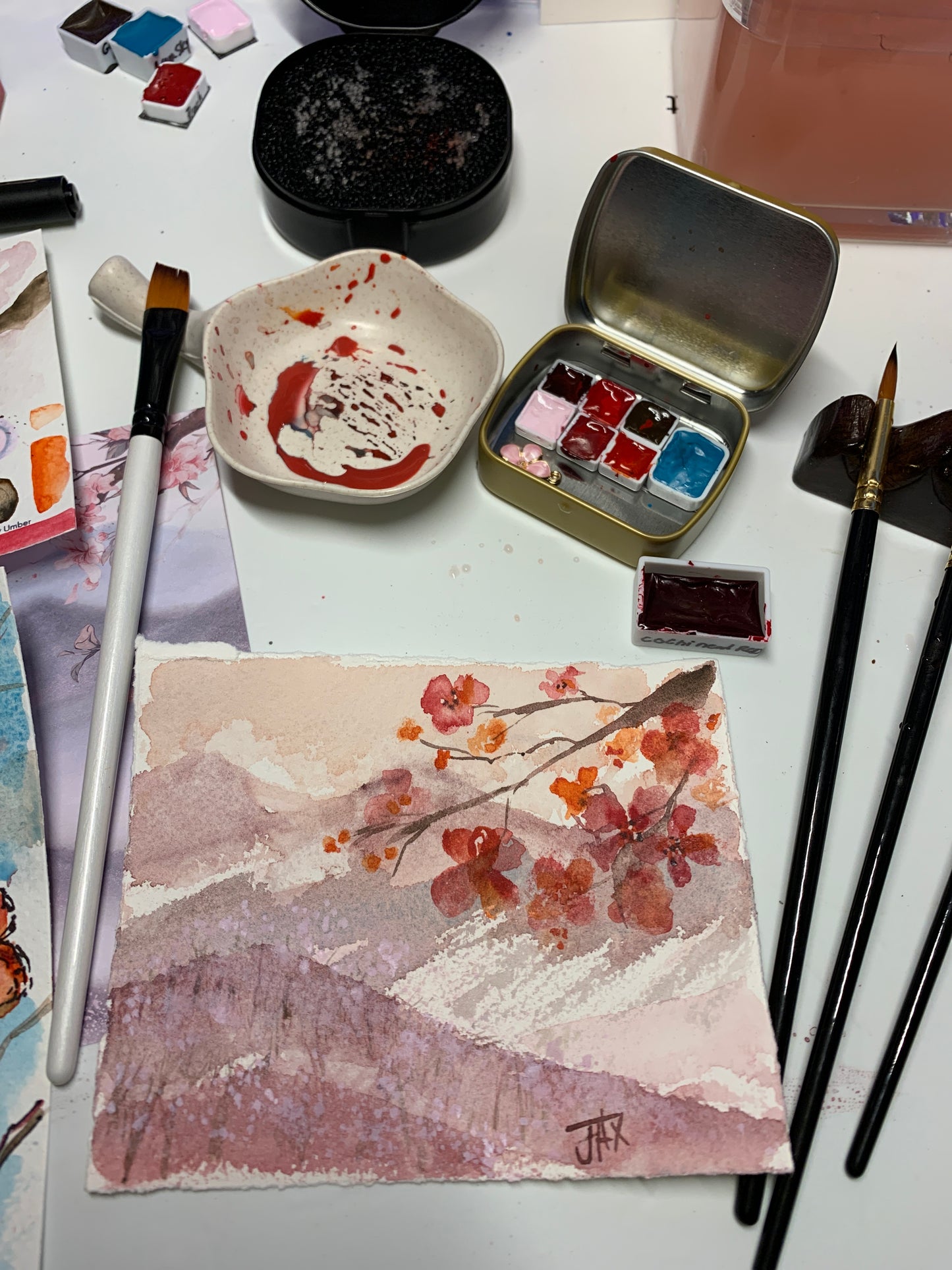 Jax 🌸 Cherry Blossom Set of 7 Handmade Watercolors
