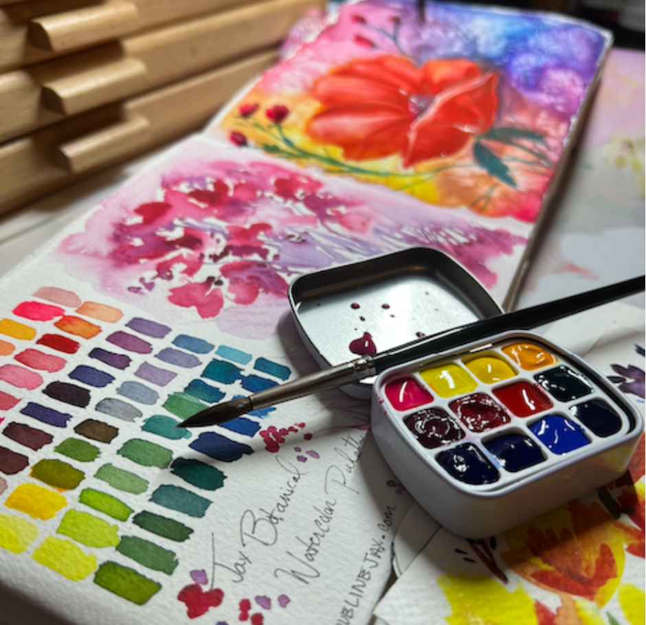 Mixing Watercolor On A Palette 