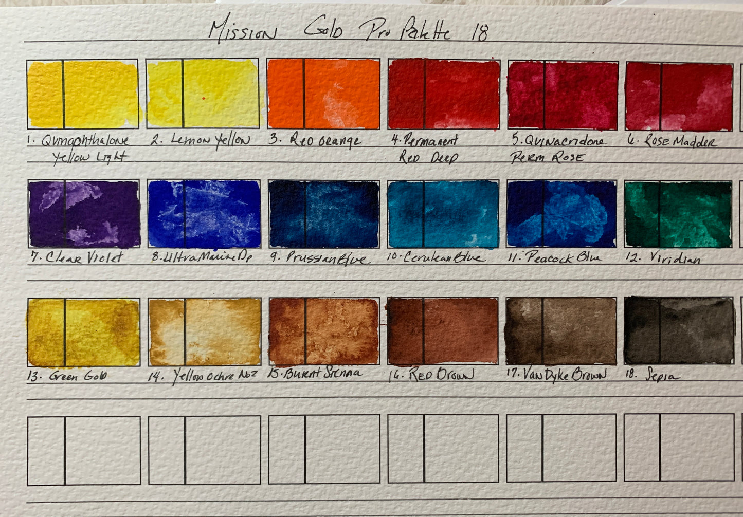 Mission Gold Botanical Mixing Watercolor Palette 18