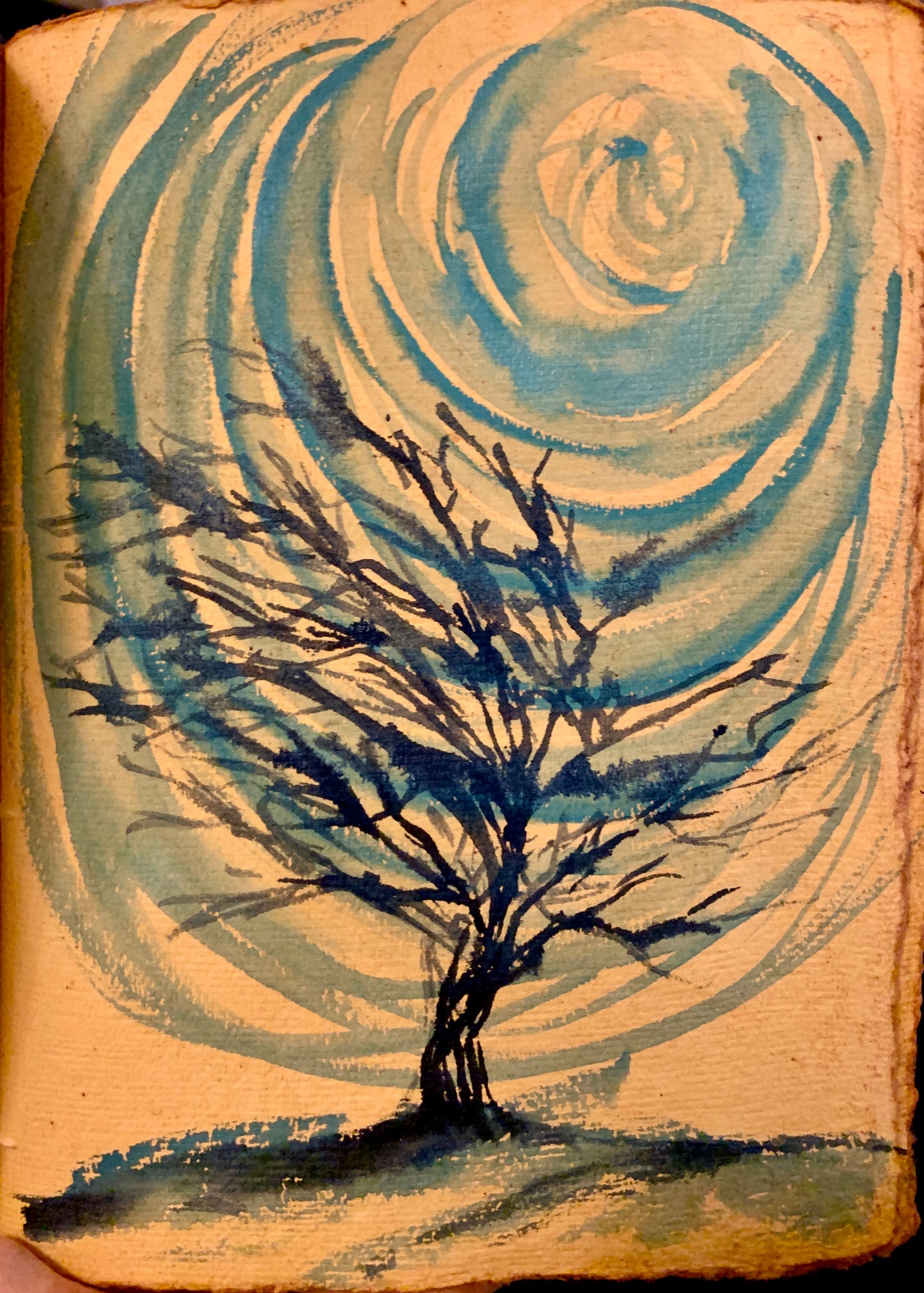 Winter tree in blue