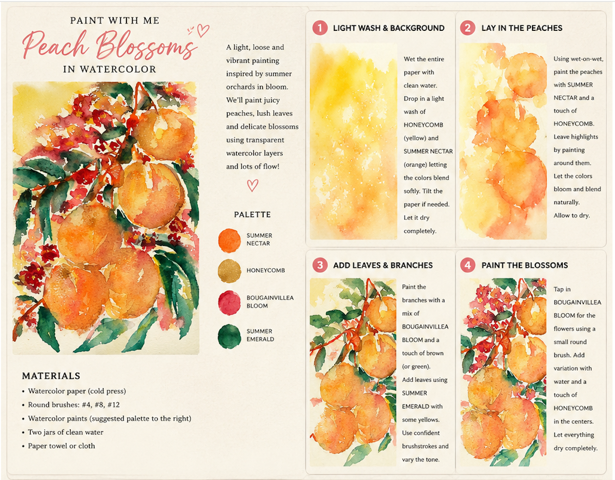 Petals and Peaches Handmade Watercolour Paint Set