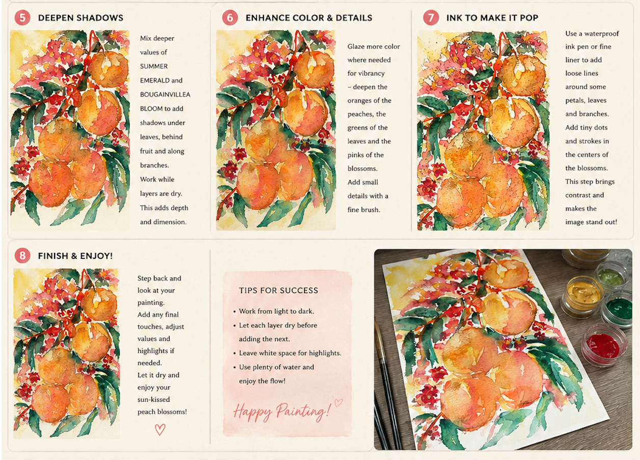 Petals and Peaches Handmade Watercolour Paint Set