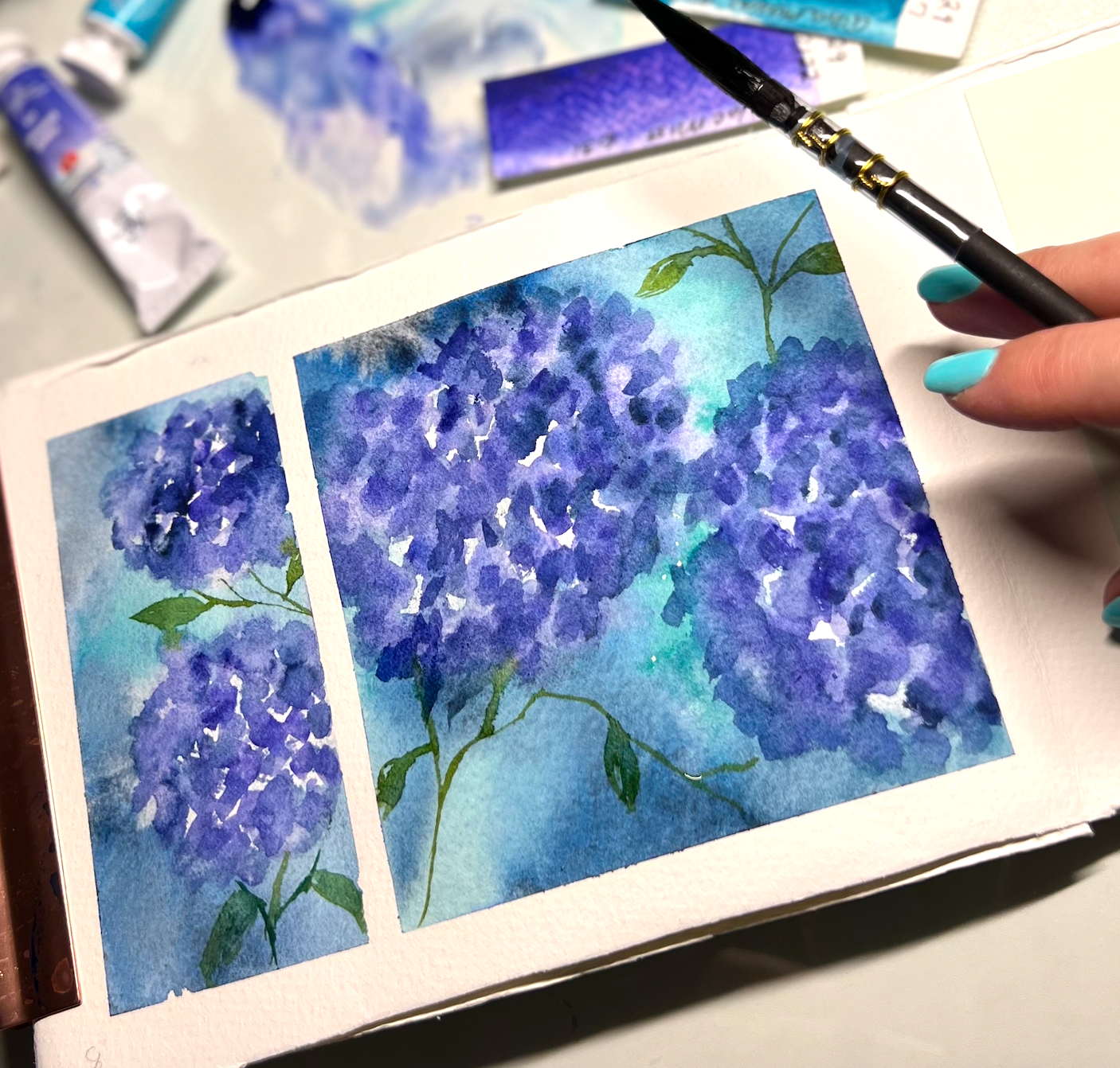 Hydrangea Granulating Trio Watercolor Set